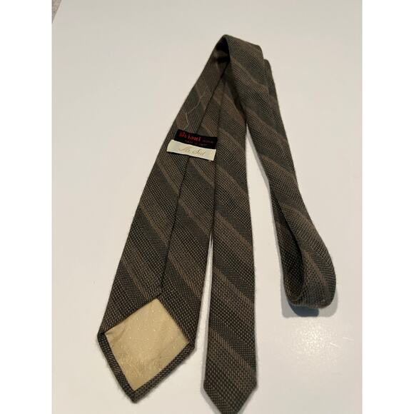 Vintage Brioni Cashmere Wool Made in Italy Men's Necktie Green Tan Stripes JL - Picture 3 of 8